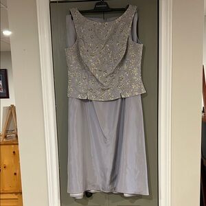 JS Collections Light Blue Satin Dress with Red Brand Tag